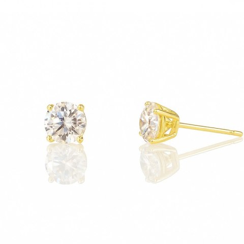 Kolczyki ze stali szlachetnej pozłacane 14k złotem, cyrkonie KST3499