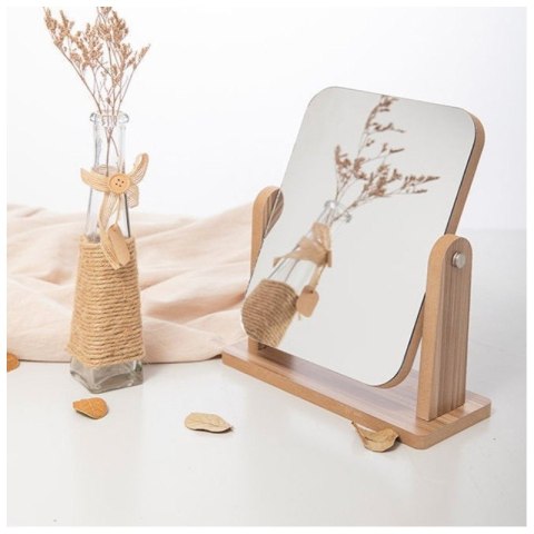 Lusterko kosmetyczne stojące drewniane prostokątne 23,5x19cm L7BR