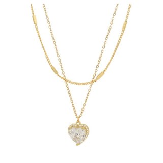 Naszyjnik serce stal szlachetna pozłacana 14k złotem, z cyrkoniami NST1629