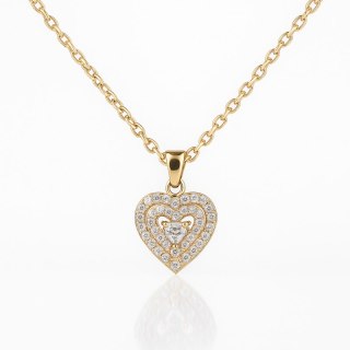 Naszyjnik stal szlachetna pozłacana 14k złotem, serce cyrkonia NST2222
