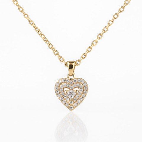 Naszyjnik stal szlachetna pozłacana 14k złotem, serce cyrkonia NST2222