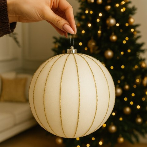 Ozdoba świąteczna biała bombka welurowa XXL 2szt WOZ58