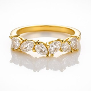 Pierścionek stal chirurgiczna platerowana złotem regulowany, z cyrkoniami PST972, Rozmiar pierścionków: US7 EU14