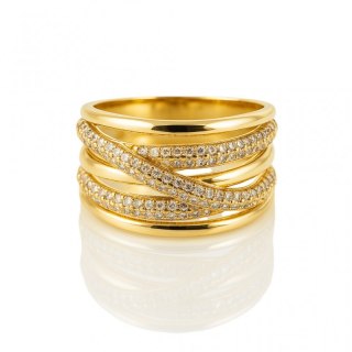 Pierścionek stal chirurgiczna platerowana złotem, z cyrkoniami PST973, Rozmiar pierścionków: US8 EU17