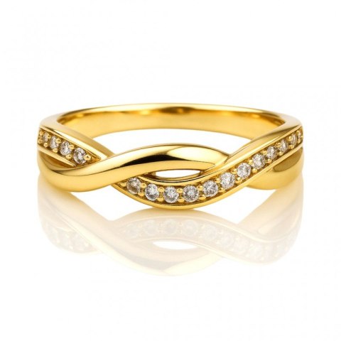 Pierścionek stal chirurgiczna platerowana złotem, z cyrkoniami PST978, Rozmiar pierścionków: US6 EU11