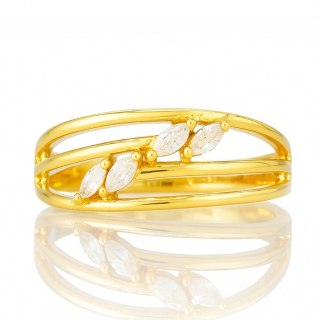 Pierścionek stal chirurgiczna platerowana złotem, z cyrkoniami PST979, Rozmiar pierścionków: US8 EU17