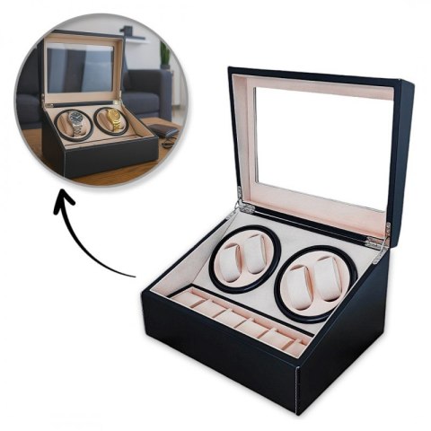 Rotomat na zegarek automatyczny, ekoskóra szkatułka gablotka 31x24x18cm PD103