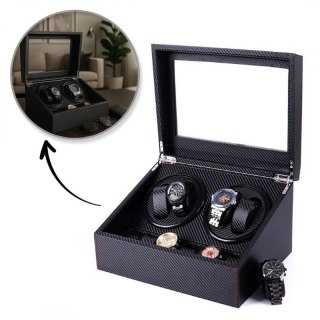 Rotomat na zegarek automatyczny, szkatułka gablotka Karbon czarny 31x24x18cm PD105