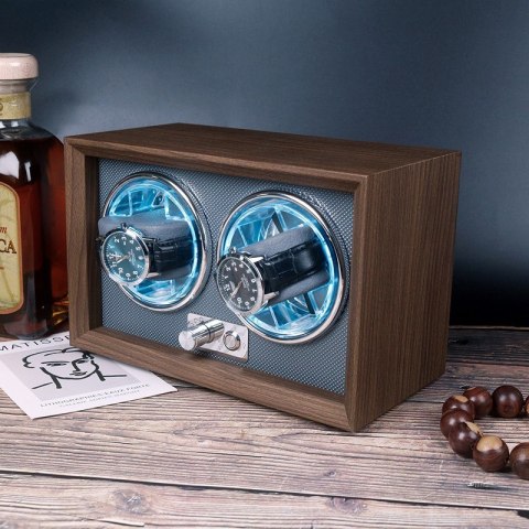 Rotomat szkatułka etui automatyczne na 2 zegarki drewno 24x12x15cm PD146