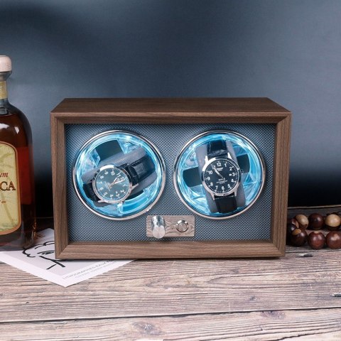 Rotomat szkatułka etui automatyczne na 2 zegarki drewno 24x12x15cm PD146