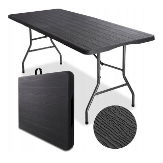 Składany stół kateringowy, turystyczny 70 x 180 cm, słoje drewna, brąz SC02BR