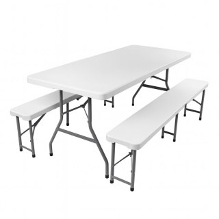 Składany zestaw kateringowy, turystyczny stół + 2 ławki 70x180 cm SC11