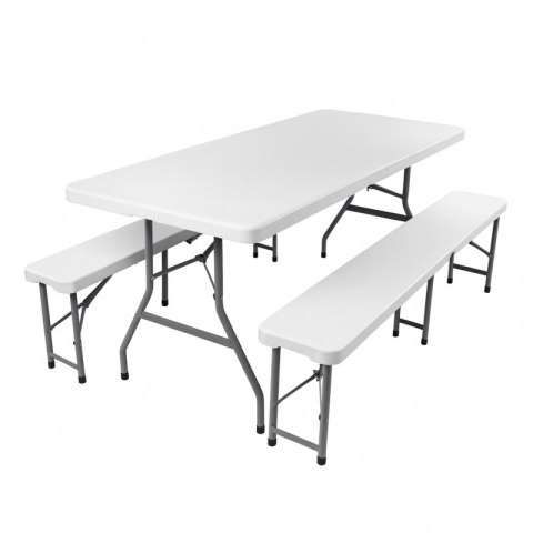 Składany zestaw kateringowy, turystyczny stół + 2 ławki 70x180 cm SC11