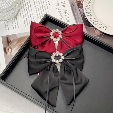 Spinka klamra do włosów Bordowa Kokarda z diamencikami XL SP441BOR