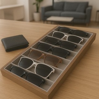 Szkatułka 7 przegródek na okulary lub akcesoria, etui, organizer PDMDF08