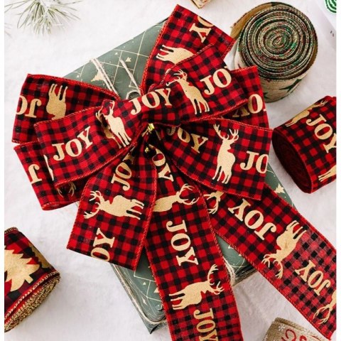 Taśma świąteczna na kokardę, wstążka na prezent Boże Narodzenie 5cm x 5m KSN85