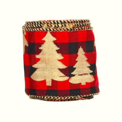 Taśma świąteczna na kokardę, wstążka na prezent Boże Narodzenie 5cm x 5m KSN86