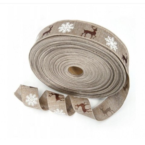 Taśma świąteczna na kokardę, wstążka na prezent Bożonarodzeniowa 5cm x 2m KSN130