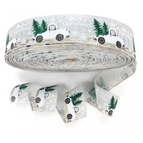 Taśma świąteczna na kokardę, wstążka na prezent Bożonarodzeniowa 5cm x 2m KSN131