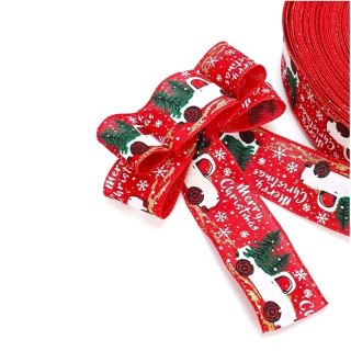 Taśma świąteczna na kokardę, wstążka na prezent Bożonarodzeniowa 5cm x 2m KSN133