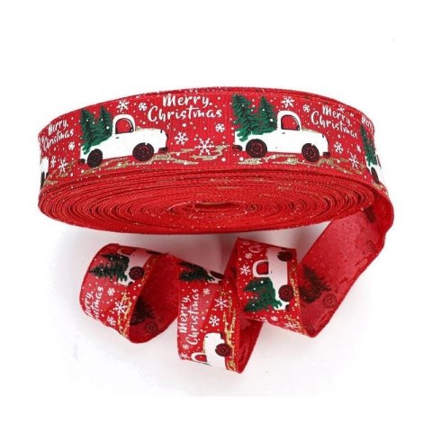 Taśma świąteczna na kokardę, wstążka na prezent Bożonarodzeniowa 5cm x 2m KSN133