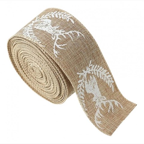 Taśma świąteczna na kokardę, wstążka na prezent Bożonarodzeniowa Beżowa 5cm x 2m KSN128