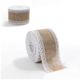 Taśma świąteczna na kokardę, wstążka na prezent Bożonarodzeniowa Beżowa 5cm x 2m KSN129