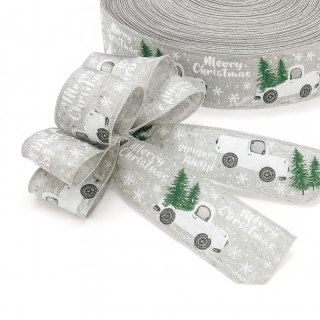 Taśma świąteczna, wstążka do kokard na prezent Boże Narodzenie 5cm x 5m KSN72
