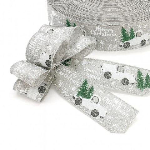 Taśma świąteczna, wstążka do kokard na prezent Boże Narodzenie 5cm x 5m KSN72
