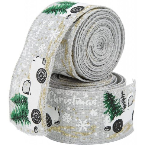 Taśma świąteczna, wstążka do kokard na prezent Boże Narodzenie 5cm x 5m KSN72