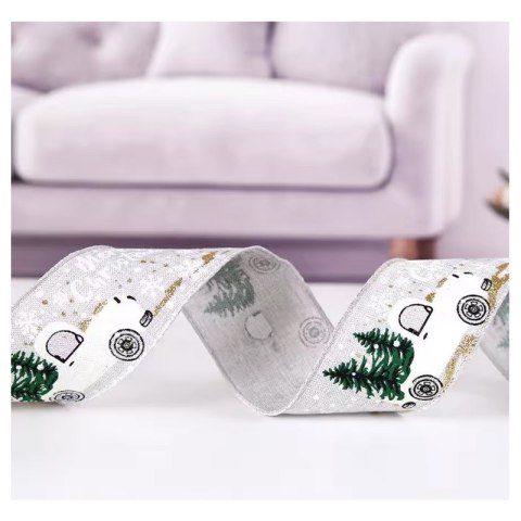 Taśma świąteczna, wstążka do kokard na prezent Boże Narodzenie 5cm x 5m KSN72