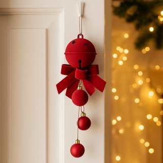 Zawieszka na choinkę, dzwoneczek z kokardą i bombkami, 1 sztuka 34cm WOZ49