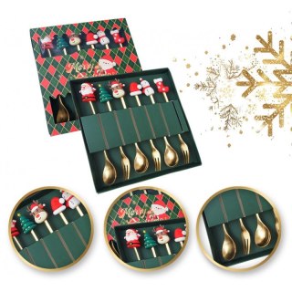 Zestaw łyżeczek ze świątecznymi figurkami, 6szt w pudełku, złote 16,8 x 2,9cm LYZ6