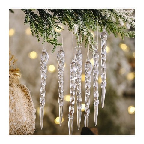 Zestaw sopli wiszących Sople na choinkę 12 sztuk BOŻE NARODZENIE 12,5 cm długie WOZ19