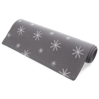 Bieżnik na Stół Bawełniany Świąteczny ORION 130 x 32 cm Płatek Szary