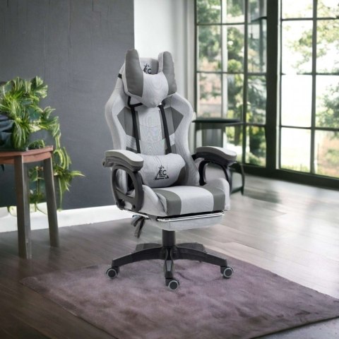 Fotel gamingowy obrotowy STUDENT, podnóżek i poduszka masująca, szary KO23SZ