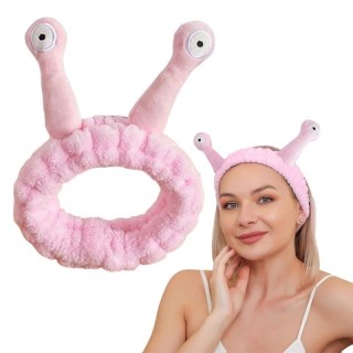 Opaska kosmetyczna do włosów ślimak, różowa pluszowa 20x5cm OPK22R