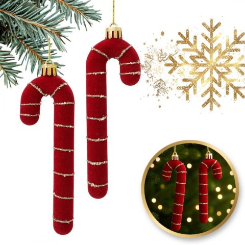 Ozdoba świąteczna bordowe lizaki welurowe 2szt WOZ59