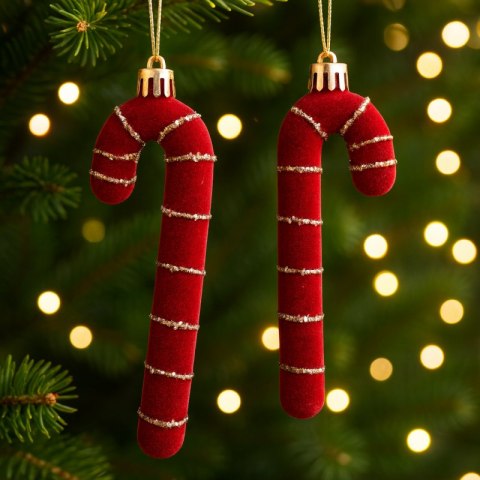 Ozdoba świąteczna bordowe lizaki welurowe 2szt WOZ59