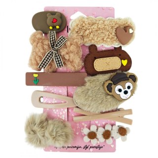 Zestaw pakiet 10w1 spinek wsuwek do włosów puchate brąz SP408