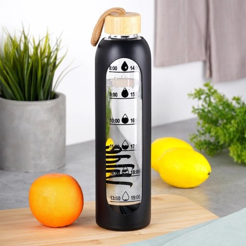 Butelka Szklana VILDE 518 ml Borokrzemowe z Pokrowcem i Bambusową Zakrętką