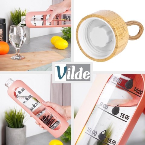 Butelka Szklana VILDE 582 ml z Silikonowym Pokrowcem i Metalową Nakrętką