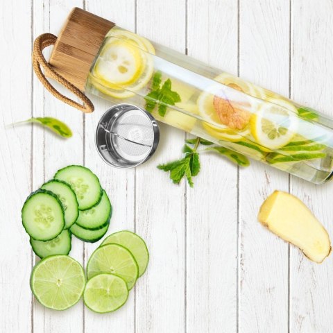 Butelka na Wodę Napoje Szklana z Sitkiem Fitrowanie Szczelna ORION 450 ml