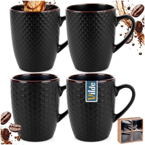 Ceramiczne Kubki do Kawy Herbaty Ceramiczne Dekoracyjne VILDE 400 ml 4 szt.