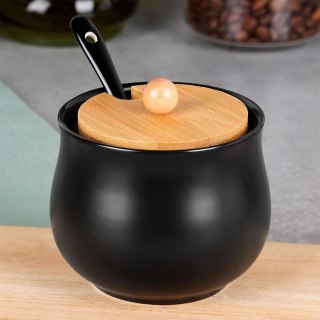 Cukierniczka Ceramiczna VILDE 250 ml Czarna z Pokrywką i Łyżeczką
