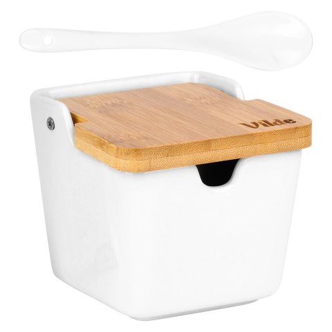 Cukierniczka Cukiernica Ceramiczna Biała z Uchylną Pokrywką VILDE 250 ml