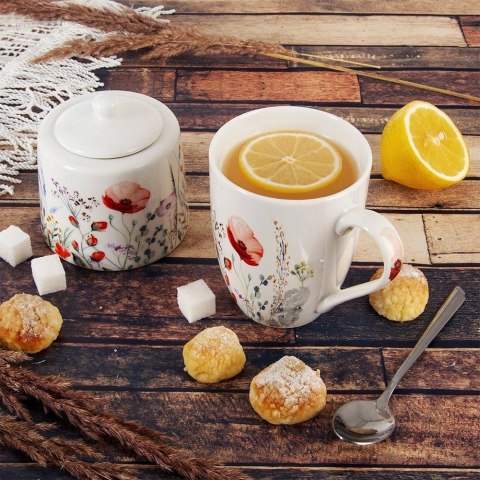 Cukierniczka Cukiernica Porcelanowa Biała Ozdobna Dekor Maki ORION 320 ml