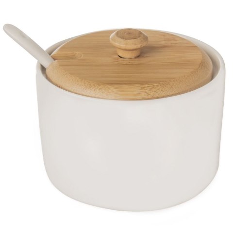 Cukierniczka Cukiernica z Pokrywką Łyżeczką Porcelanowa Biała ORION 10 cm