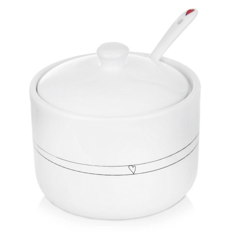 Cukierniczka z Łyżeczką Ceramiczna Biała Ozdobna Dekoracyjna ORION 300 ml