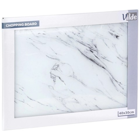 Deska do Krojenia Szklana VILDE 40x30 cm Hartowana Marmur Biały Dekoracyjna